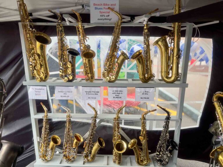 Some of our many restored saxophones for sale